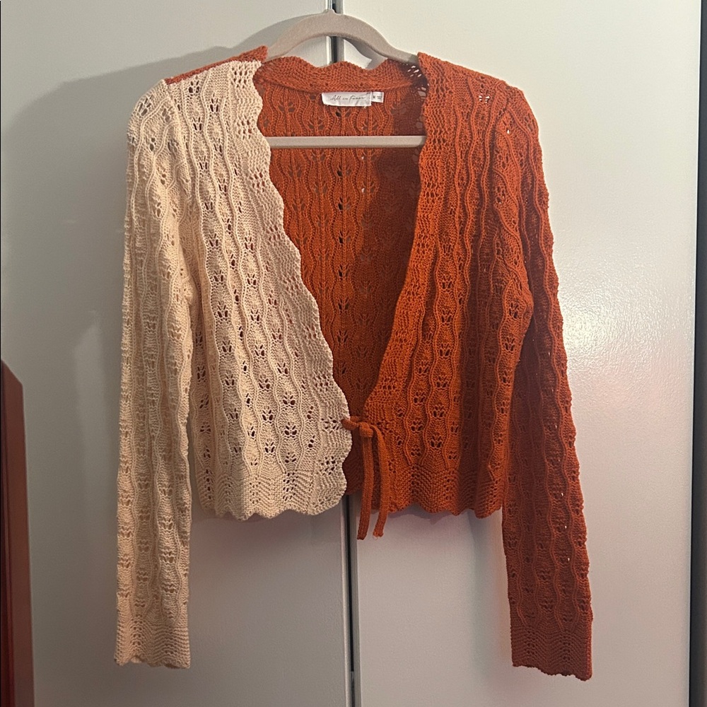 All in Favor Orange and Cream Cardigan